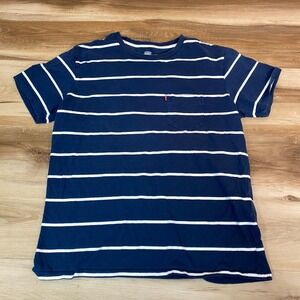 Levi's Mens Navy Blue White Striped Short Sleeve Pocket T-Shirt Large L